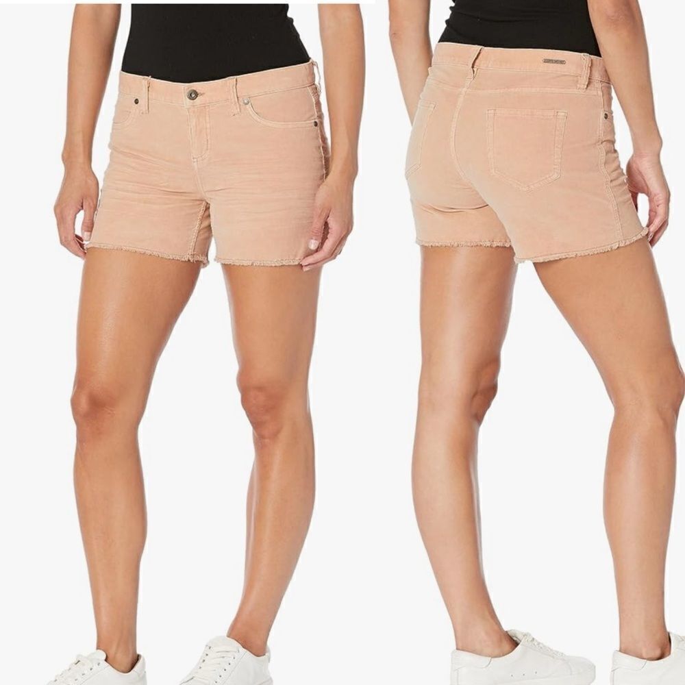 Carve Designs hi rise Oahu fray stretch organic cotton corduroy shorts pink 12